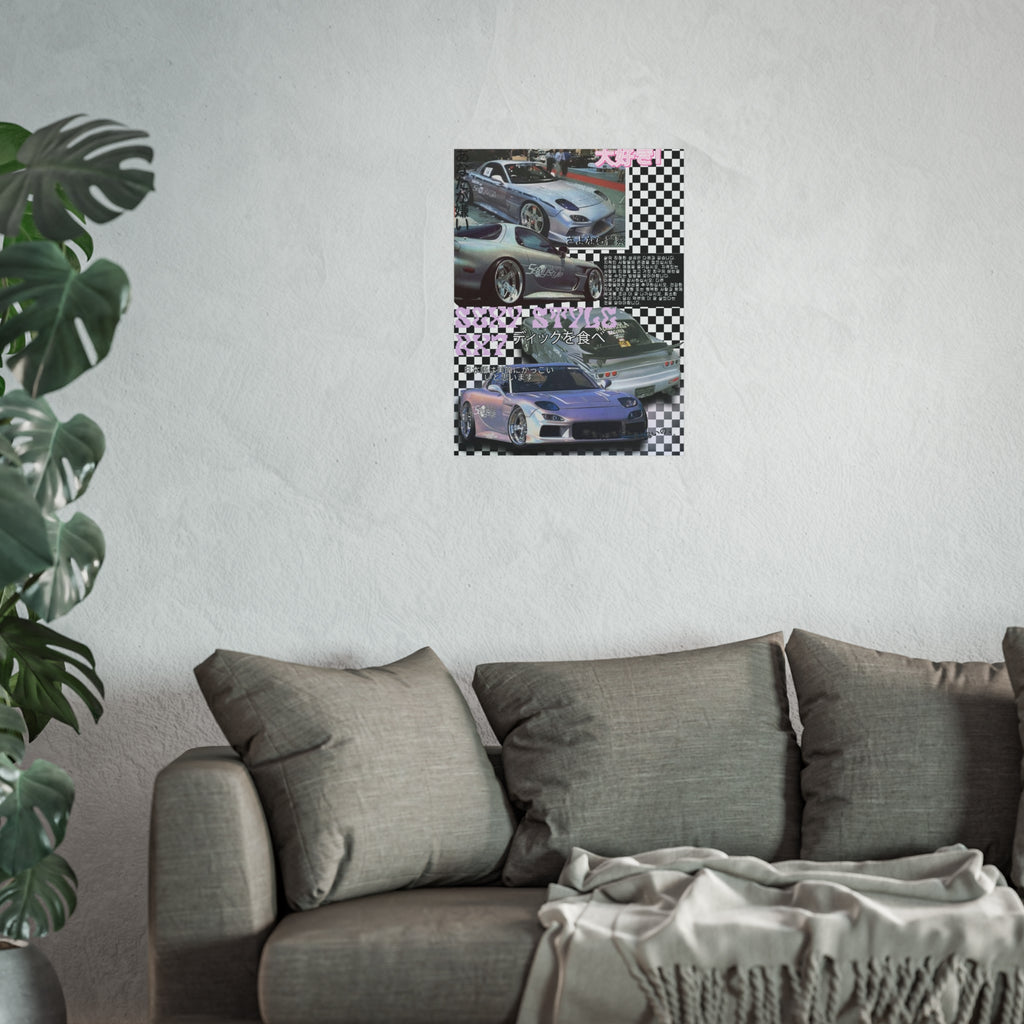 JDM Retro Collage Fine Art Poster — Japanese Street Racing Aesthetic — RX7
