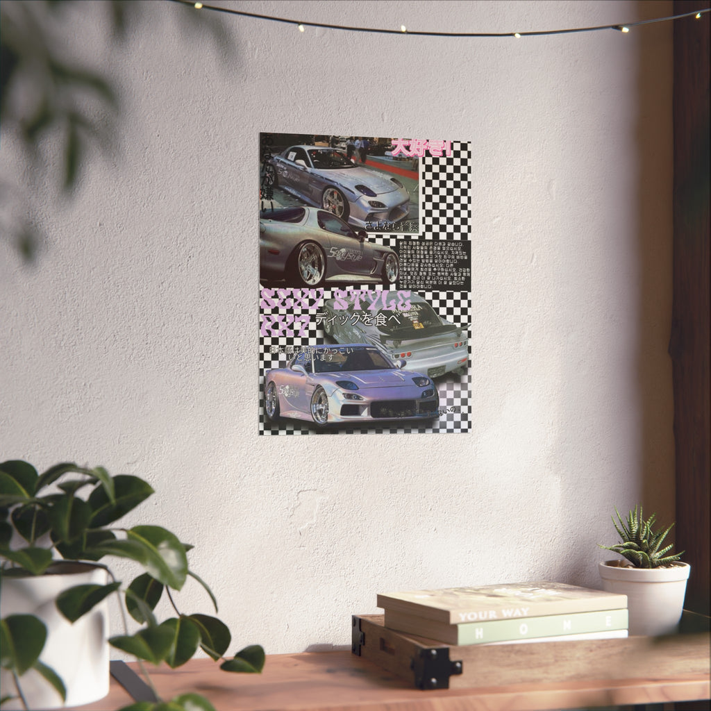 JDM Retro Collage Fine Art Poster — Japanese Street Racing Aesthetic — RX7