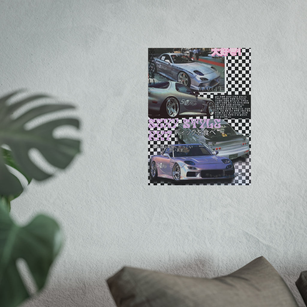 JDM Retro Collage Fine Art Poster — Japanese Street Racing Aesthetic — RX7